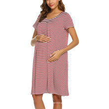 2021 Wholesale Maternity Striped Dress Pregnant Women High Quality Casual Maternity Dress Customized